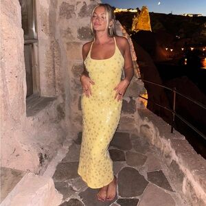 Elegant Yellow Sequin Dress